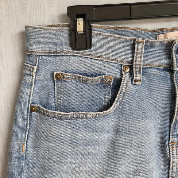 Loft Outlet Womens 6 Denim Blue Jean Knee Length Skirt 5 Pocket Light Wash - Picture 2 of 8